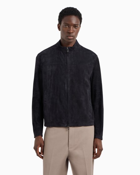 Armani Chaqueta de ante de cabra con cremallera completa Liquidación