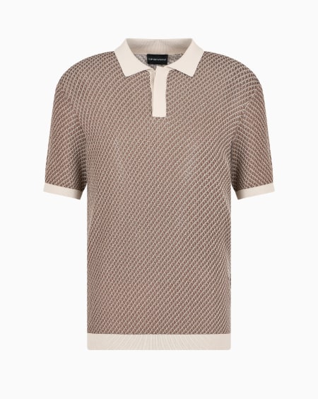 Armani Polo de punto con microfantasía en tejido jacquard Última moda