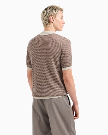 Armani Polo de punto con microfantasía en tejido jacquard Última moda