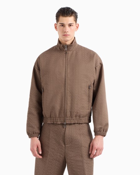 Armani Cazadora con cremallera completa e inscripción integral en tejido jacquard Descuento por venta flash