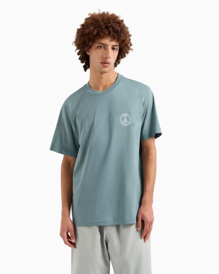 Armani Camiseta de punto con maxiestampado cápsula Peace ASV En oferta