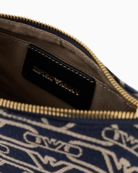 Armani Bolso baguette en lona de tejido jacquard con monograma por toda la superficie Rebajas baratas