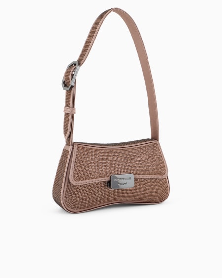 Armani Bolso de hombro baguette de satén con strass Rebajas de fábrica