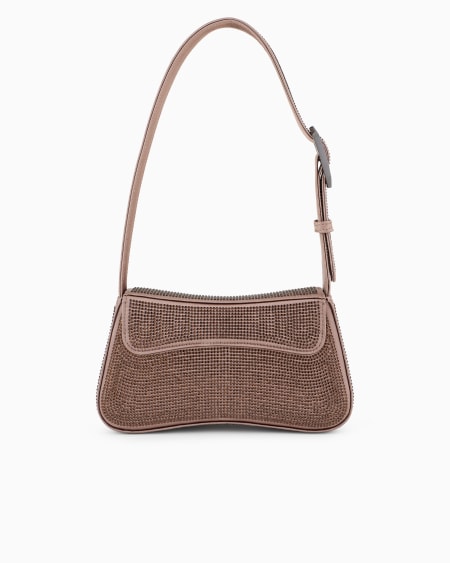 Armani Bolso de hombro baguette de satén con strass Rebajas de fábrica