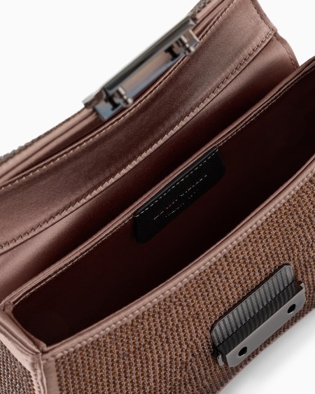 Armani Bolso de hombro baguette de satén con strass Rebajas de fábrica