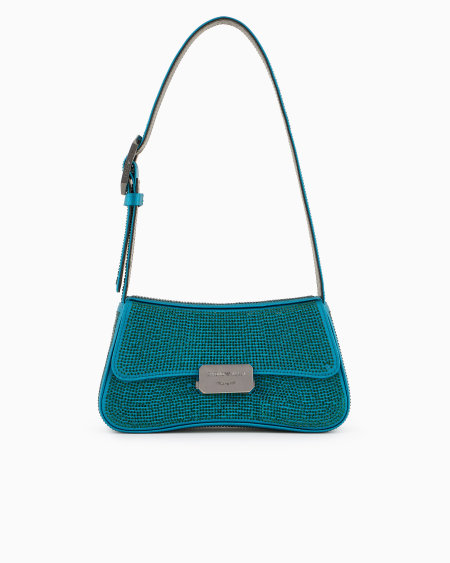 Armani Bolso de hombro baguette de satén con strass Ventas relámpago