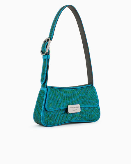 Armani Bolso de hombro baguette de satén con strass Ventas relámpago
