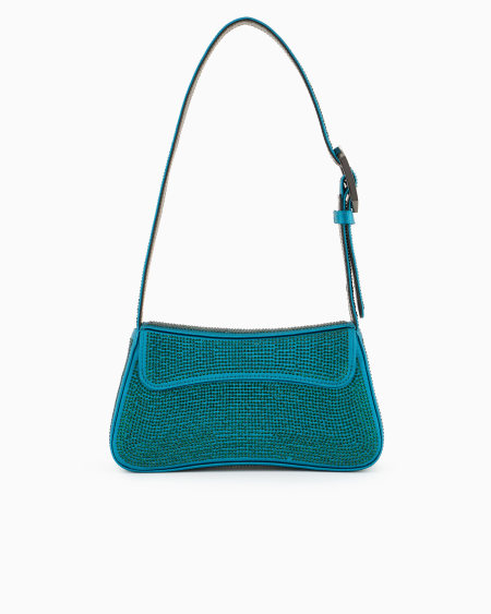 Armani Bolso de hombro baguette de satén con strass Ventas relámpago