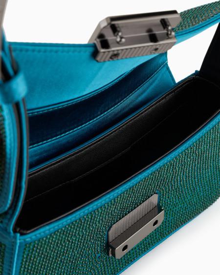 Armani Bolso de hombro baguette de satén con strass Ventas relámpago