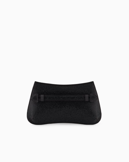 Armani Bolso de mano baguette de satén con strass y bandolera de cadena Mejor oferta