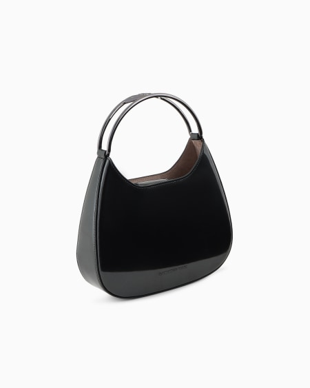 Armani Bolso hobo pequeño de charol con asa de metal con logotipo Oferta especial