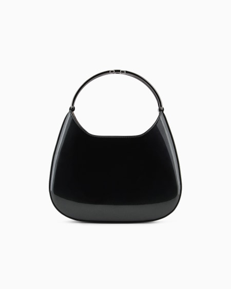 Armani Bolso hobo pequeño de charol con asa de metal con logotipo Oferta especial