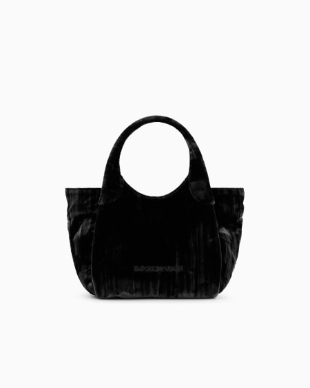 Armani Bolso de mano de terciopelo ondulado con bandolera de cadena