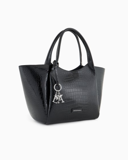Armani Maxibolso shopper con acabado estampado de cocodrilo y colgante con logotipo Precio de fábrica