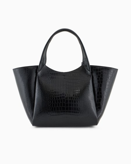 Armani Maxibolso shopper con acabado estampado de cocodrilo y colgante con logotipo Precio de fábrica