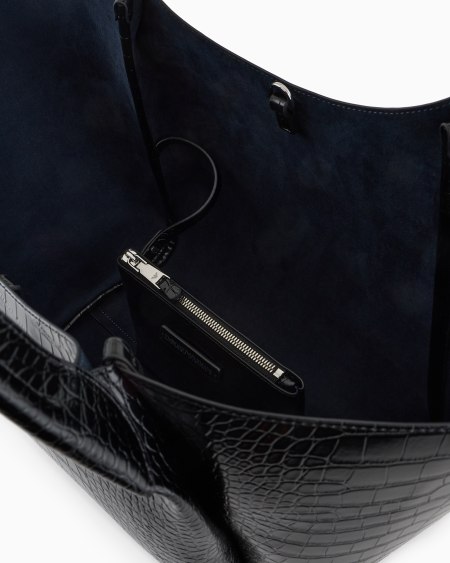 Armani Maxibolso shopper con acabado estampado de cocodrilo y colgante con logotipo Precio de fábrica