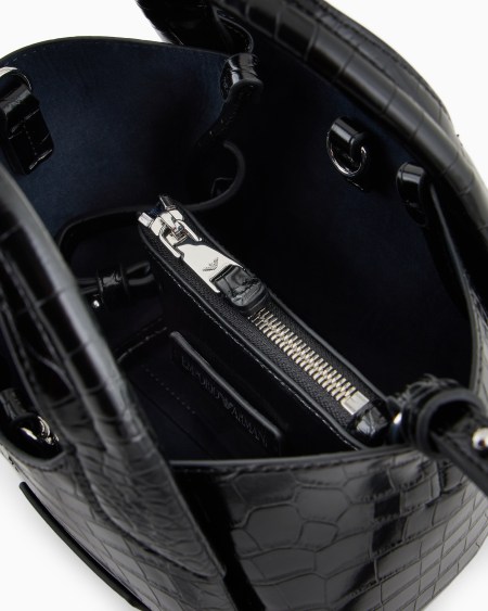 Armani Bolso shopper pequeño con acabado estampado de cocodrilo y colgante con logotipo Promoción por tiempo limitado