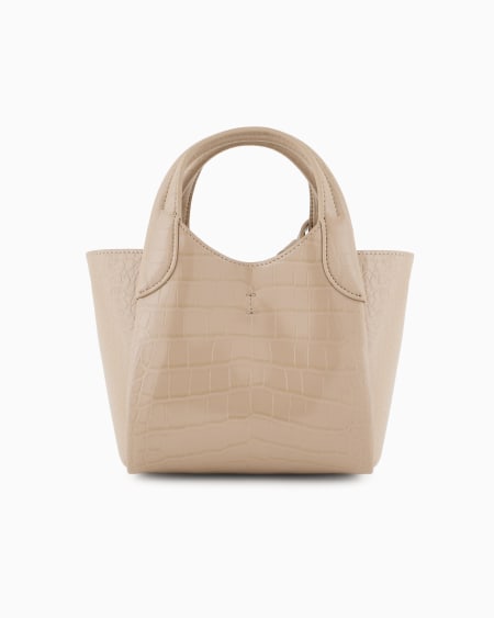 Armani Bolso shopper pequeño con acabado estampado de cocodrilo y colgante con logotipo Oferta especial de fábrica