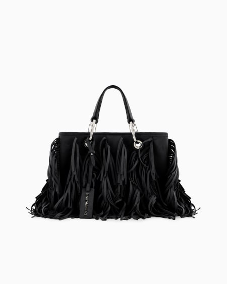 Armani Bolso shopper MyEA pequeño con flecos de material efecto ante Tienda de fábrica