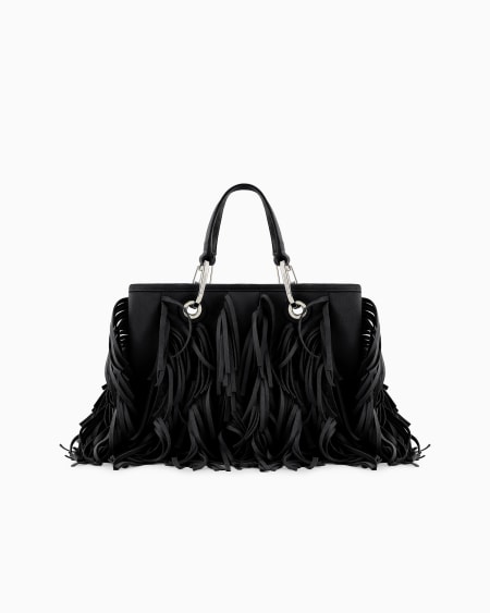 Armani Bolso shopper MyEA pequeño con flecos de material efecto ante Tienda de fábrica