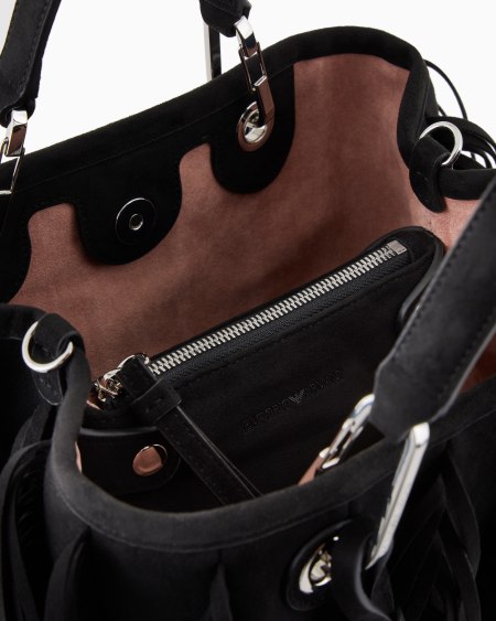 Armani Bolso shopper MyEA pequeño con flecos de material efecto ante Tienda de fábrica