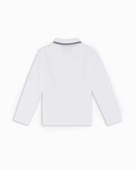 Armani Polo de manga larga de piqué elástico con bordes en el cuello 2025