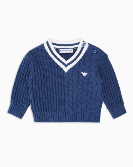 Armani Jersey de cuello de pico con elaboración doble