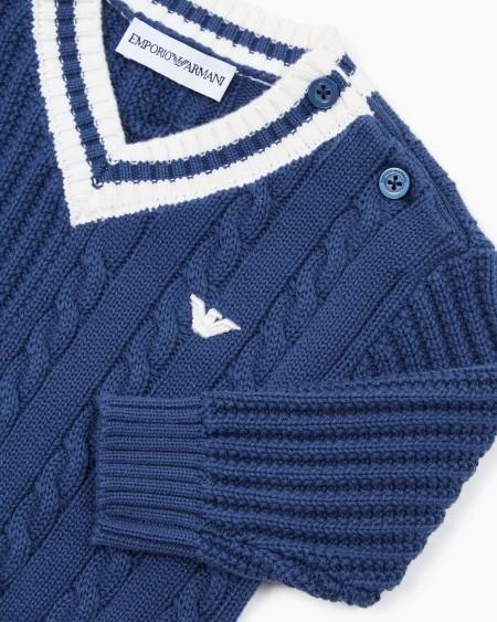 Armani Jersey de cuello de pico con elaboración doble En línea