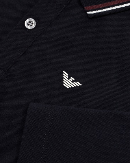 Armani Polo de manga larga de piqué elástico con bordes en el cuello Rebajas de fábrica