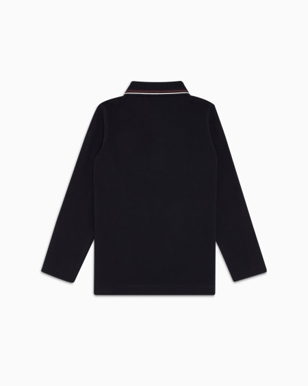 Armani Polo de manga larga de piqué elástico con bordes en el cuello Rebajas de fábrica