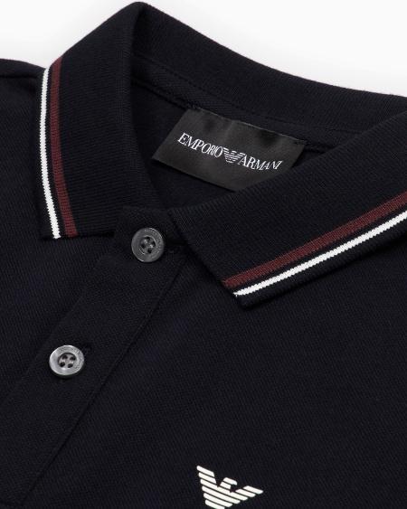 Armani Polo de manga larga de piqué elástico con bordes en el cuello Rebajas de fábrica