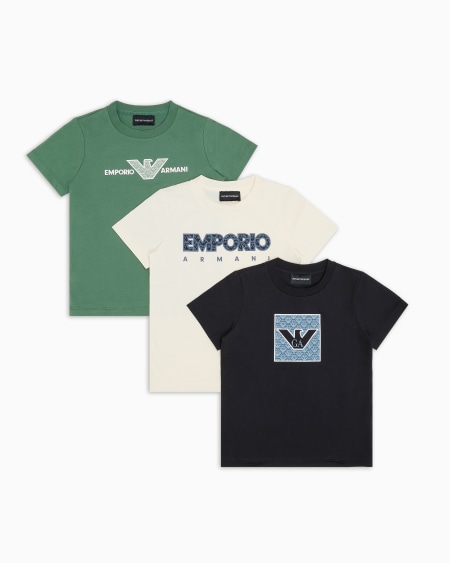 Armani Paquete de tres camisetas de punto con logotipo gráfico estampado Los más vendidos