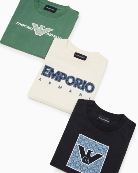 Armani Paquete de tres camisetas de punto con logotipo gráfico estampado Los más vendidos