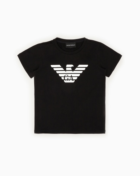 Armani Camiseta de punto de algodón pima con logotipo Ventas relámpago