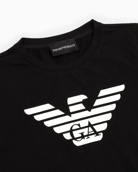 Armani Camiseta de punto de algodón pima con logotipo Ventas relámpago