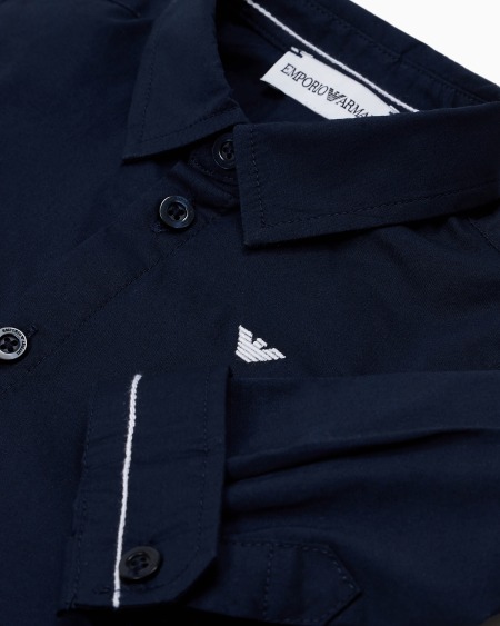 Armani Camisa de algodón elástico con bordado de águila Rebajas online