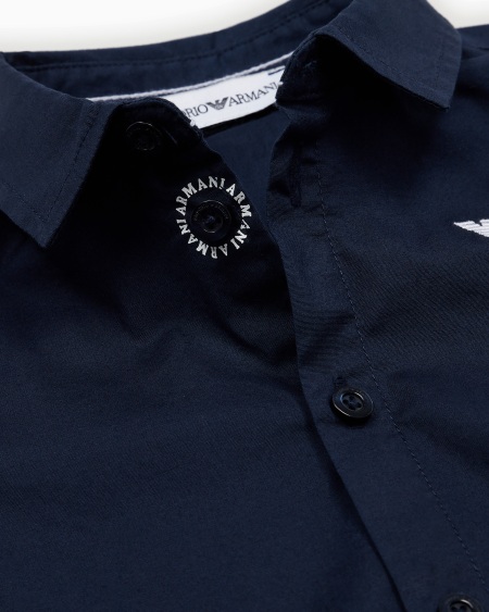 Armani Camisa de algodón elástico con bordado de águila Rebajas online