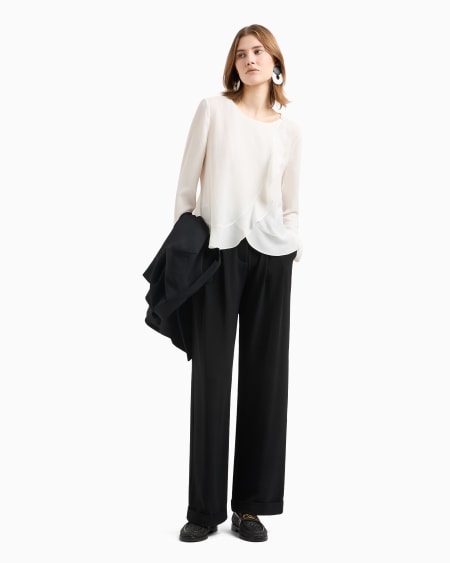 Armani Chaqueta camisera de crepé fluido con volantes COMPRAR AHORA