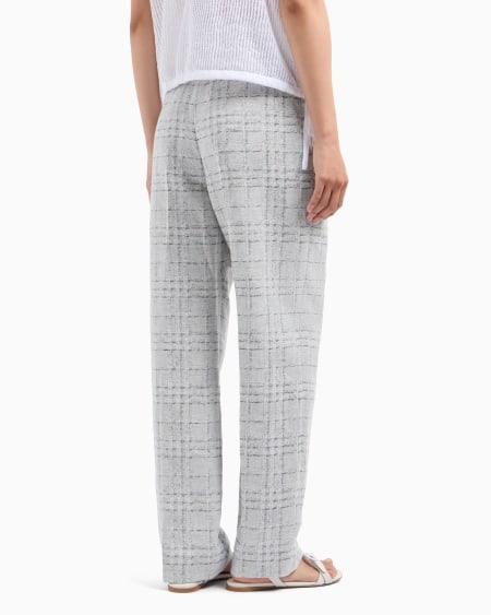 Armani Pantalones con pinzas en mezcla de lino con motivo a cuadros Icon Liquidación