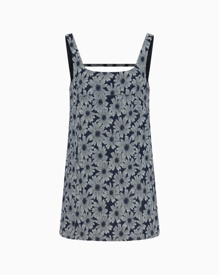 Armani Vestido de denim con motivo integral de margaritas en tejido jacquard cápsula Peace ASV Tienda de fábrica