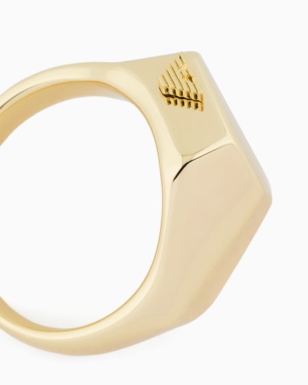 Armani Anillo con punto focal central de latón dorado Ahorra y exporta