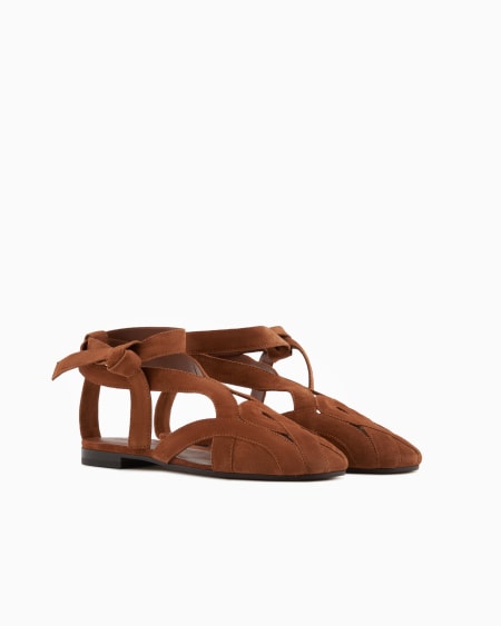 Armani Sandalia de ante con abertura y tira Icon Descuentos del mes