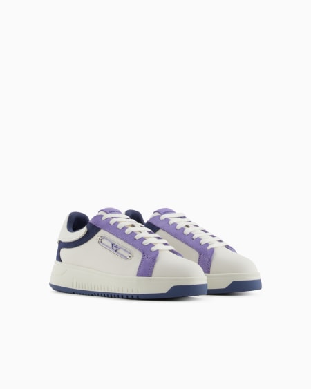 Armani Deportivas de piel con detalles de ante y placa de águila Descuento por venta flash