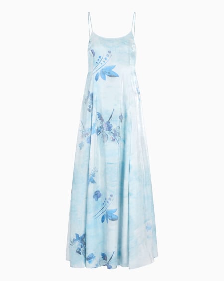 Armani Vestido largo de tejido trilobal con estampado floral batik Precio ultrabajo