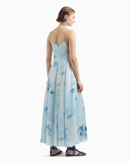 Armani Vestido largo de tejido trilobal con estampado floral batik Precio ultrabajo