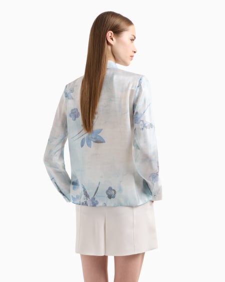 Armani Camisa de tejido trilobal con estampado floral batik Devoluciones gratuitas