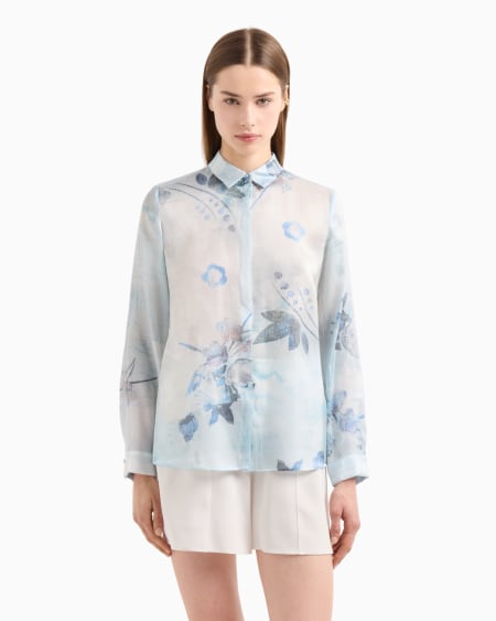 Armani Camisa de tejido trilobal con estampado floral batik Devoluciones gratuitas