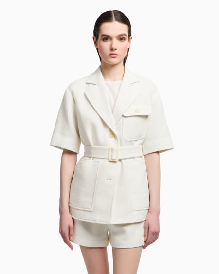 Armani Chaqueta sahariana en mezcla de lana con efecto microbouclé 2025