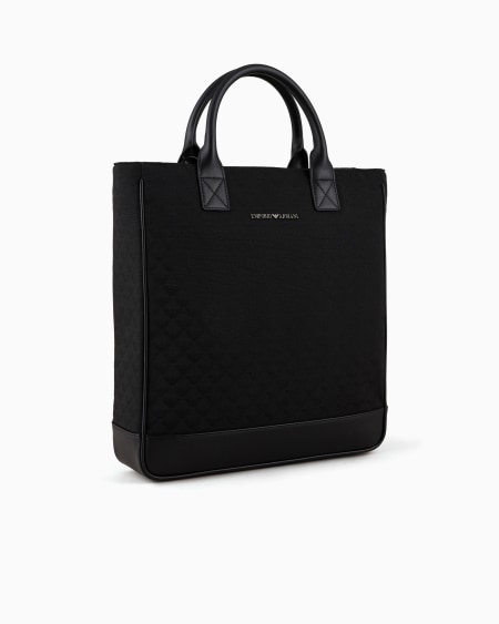 Armani Bolso tote de nailon con motivo integral de águila en tejido jacquard Outlet online