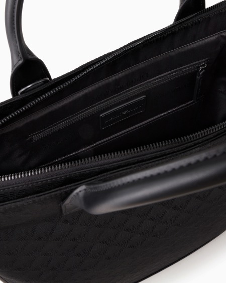 Armani Bolso tote de nailon con motivo integral de águila en tejido jacquard Outlet online